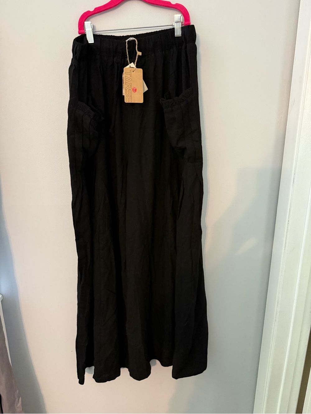 NWT Tarse linen black wide leg pants size Large